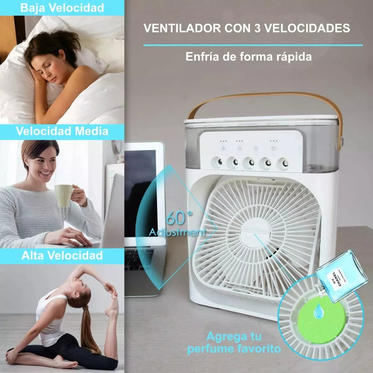 Ventilador Portátil Pro - Tu Solución Instantánea al Calor Refresca y Hidrata.