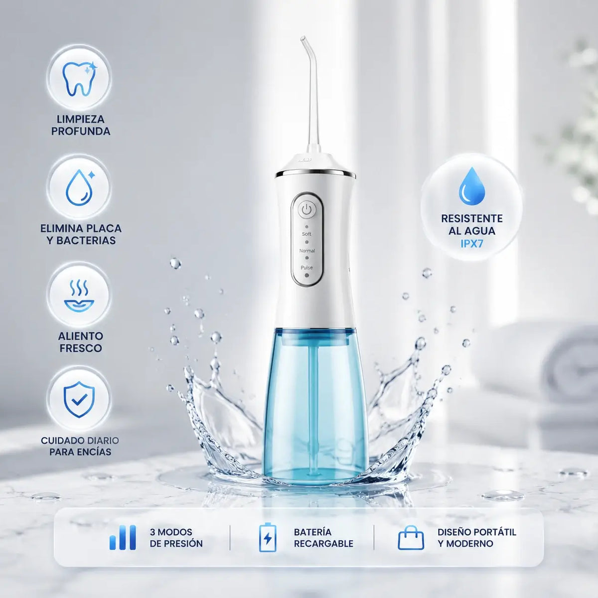 OralClean™ | Irrigador Bucal Eléctrico para una Limpieza Profunda Todos los Días