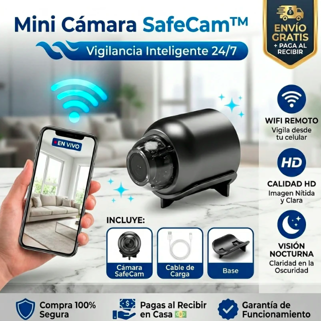 Mini Cámara Espía Full HD con Visión Nocturna – Discreta, Inalámbrica y Activada por Movimiento