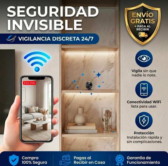 Mini Cámara Espía Full HD con Visión Nocturna – Discreta, Inalámbrica y Activada por Movimiento