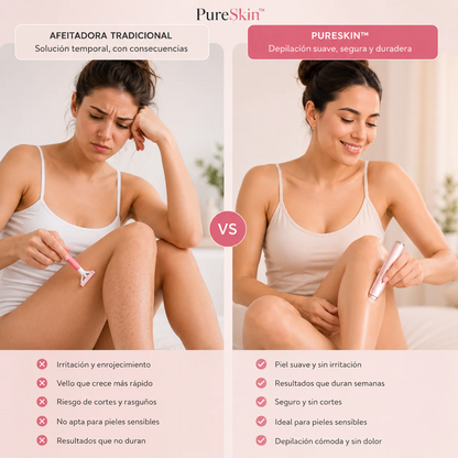 PureSkin™ | Rasuradora Femenina 2 en 1 para Rostro y Cuerpo