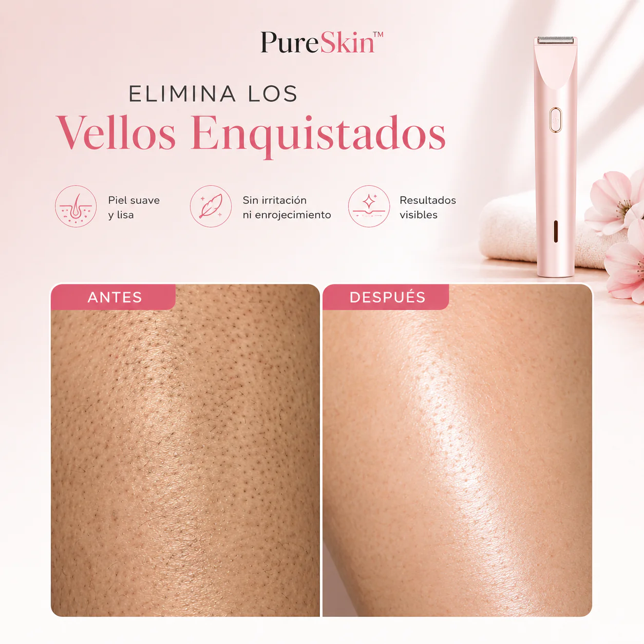 PureSkin™ | Rasuradora Femenina 2 en 1 para Rostro y Cuerpo