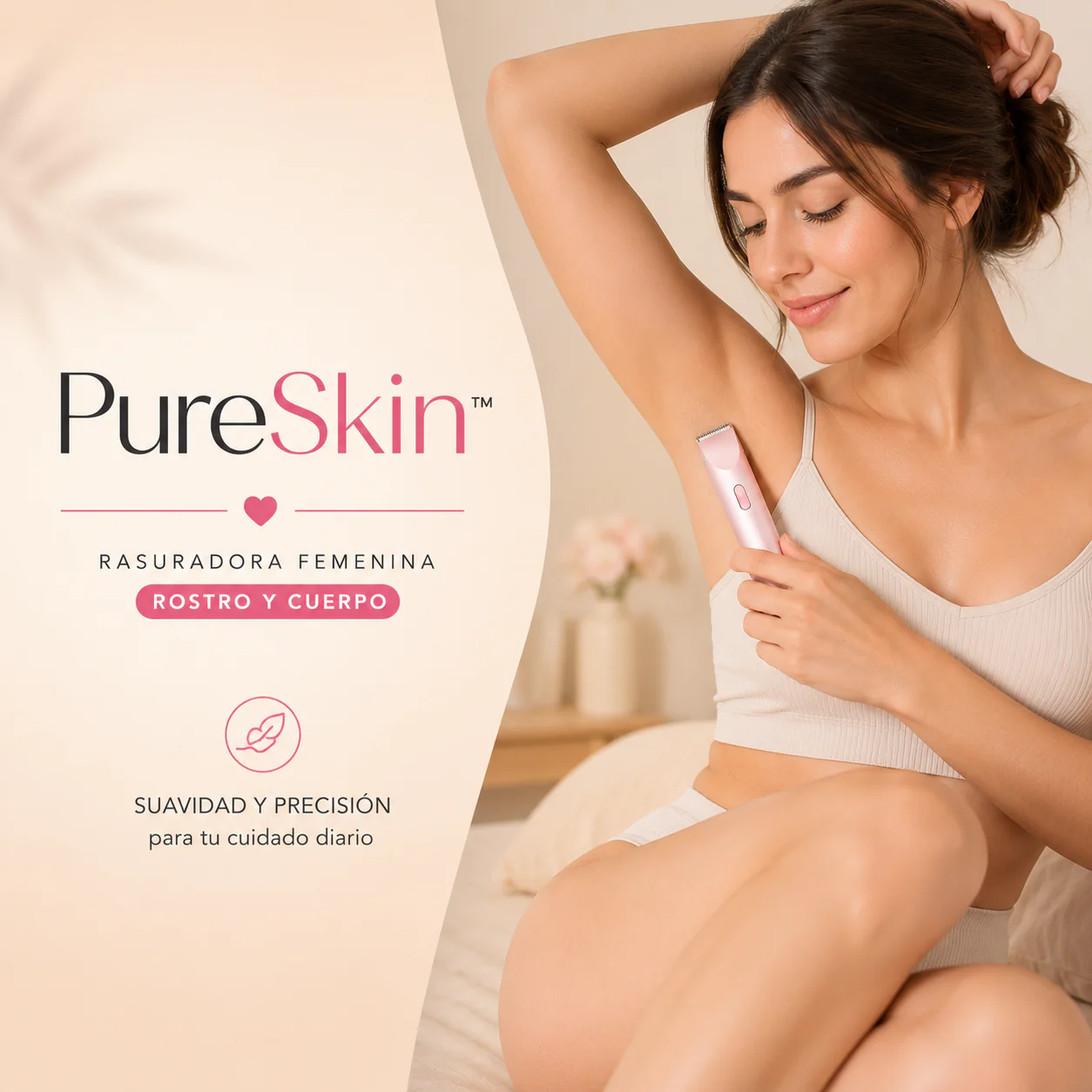 PureSkin™ | Rasuradora Femenina 2 en 1 para Rostro y Cuerpo