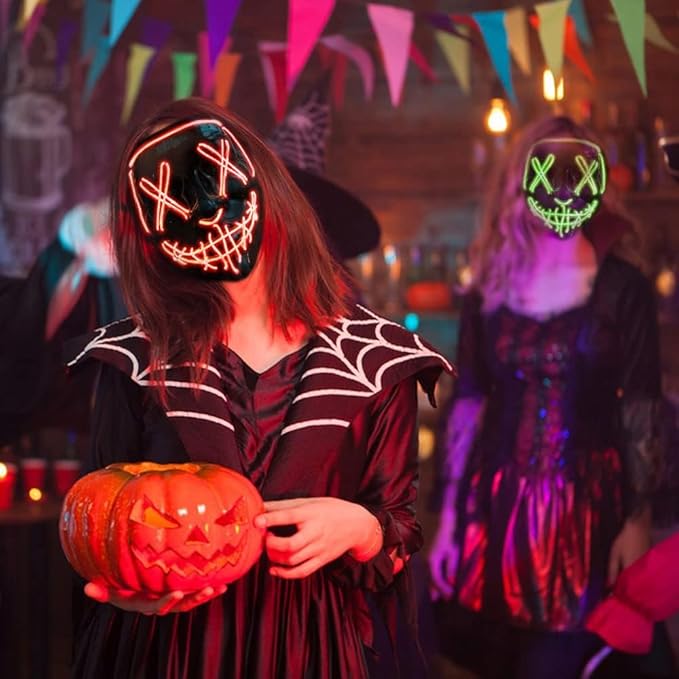 Máscara LED Neón Halloween - Terror y Estilo Único