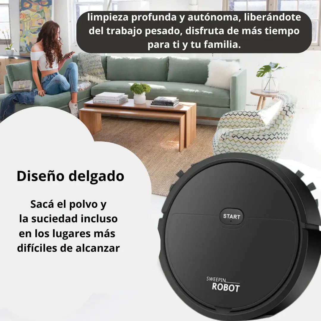 Aspiradora Robot De Limpieza Aspira, Barre y Trapea - Clean Bot Pro